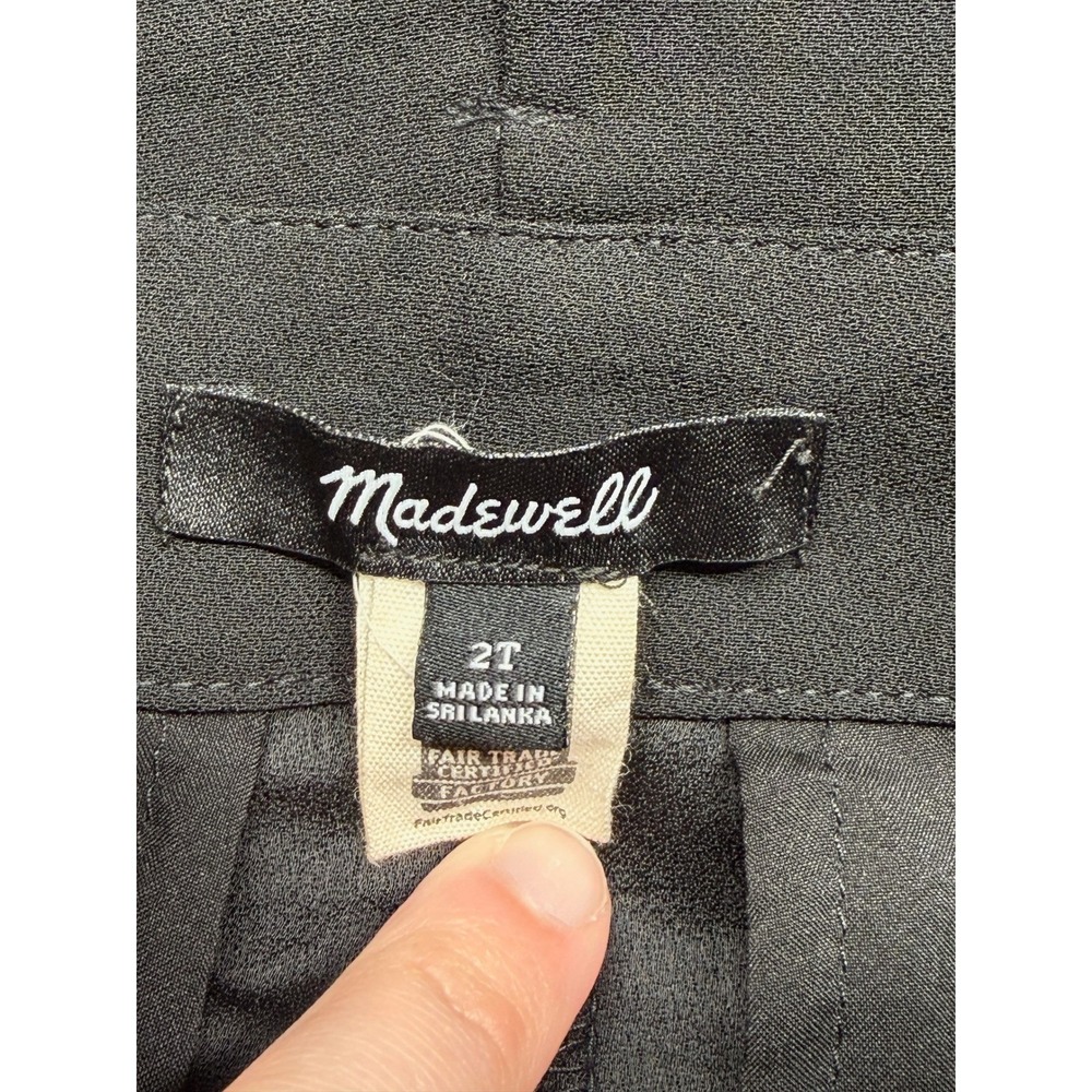 Madewell Pants Womens 2 Tall Black Pleated Tapered High Rise Minimalist Staple - Picture 3 of 8
